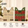Kids Adults Advent Calendar Wooden House Christmas Calendar, with 24 Drawers, Countdown to Gift Box, Refillable Xmas Desktop Decoration Box