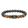 11 English alphabet tiger's eye stone bracelet ins design sense natural stone elastic beaded bracelet