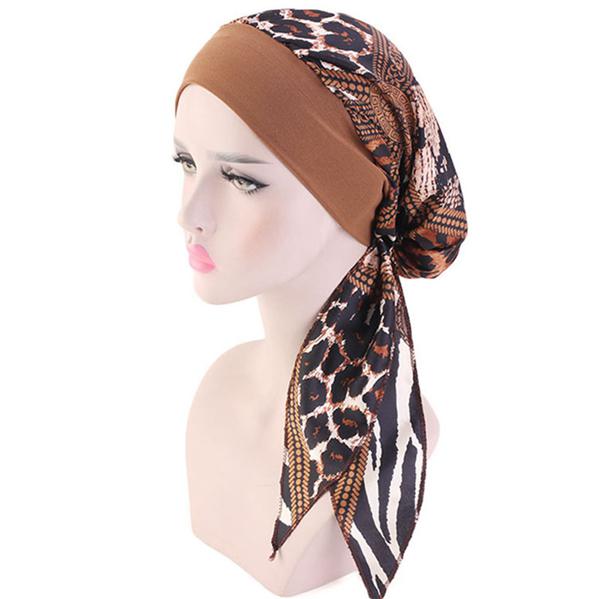 Fashion Personality Temperament Ladies Pirate Hat Pure Color Simulation Silk Scarf Hat Elastic Hair Band Braid Hat