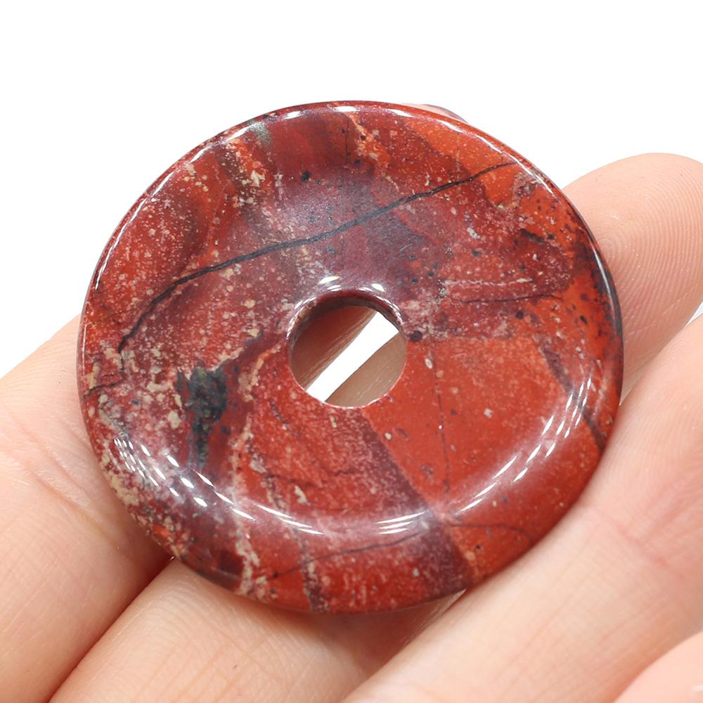 1Pc Natural Stone Big Hole Beads, Reiki Healing Crystal Quartz Loose Beads for Jewelry Making DIY Necklace Keychain Decorative Accessories 40×40mm