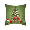 Merry Christmas Tree & Santa Hat Throw Pillow Cover, Festive Green Printed Cushion Case