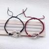 999 Silver Dragon & Phoenix Agate Couple Bracelets: Hand-Woven Good Luck Gift