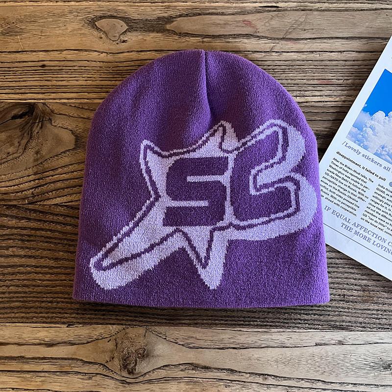 Узор Алфавит Sc Акриловая Шапка Вязаная Шапка Унисекс Теплая Шапка для Использования на Открытом Воздухе