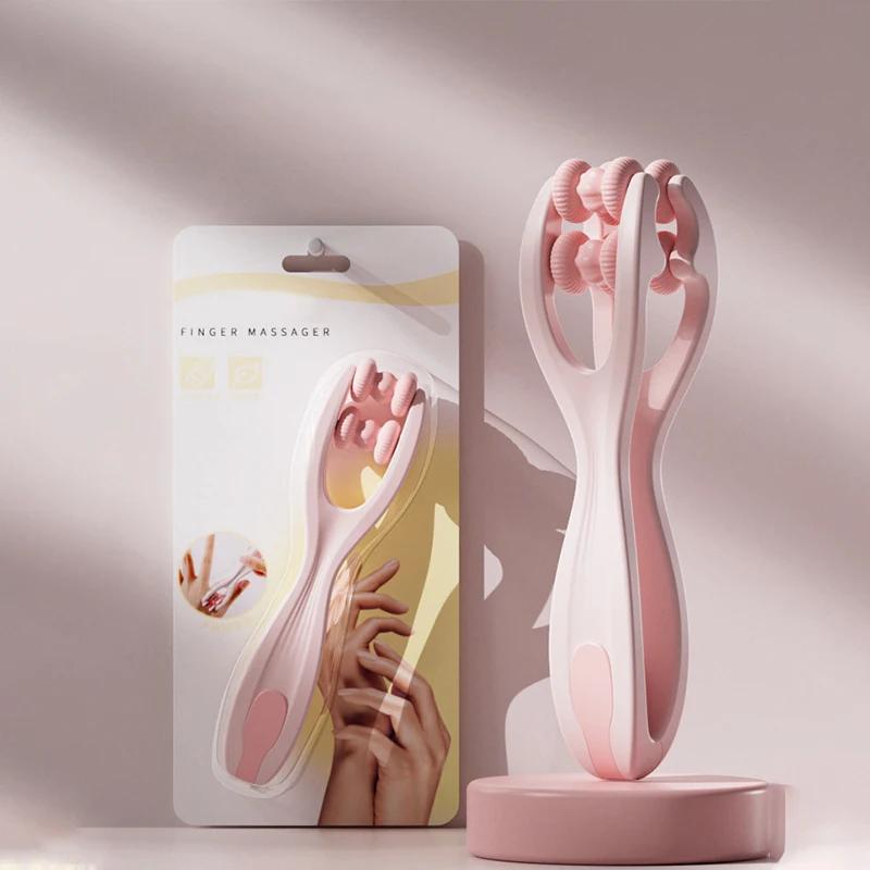 Массажер для пальцев, двухрядный роликовый дизайн, простой в использовании, снимает усталость пальцев, способствует циркуляции крови, портативный роликовый массажер для пальцев