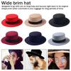 Wool Boater Flat Top Hat For Women Men Wide Brim Felt Hat Top Hat Autumn and Winter Retro Jazz Hat