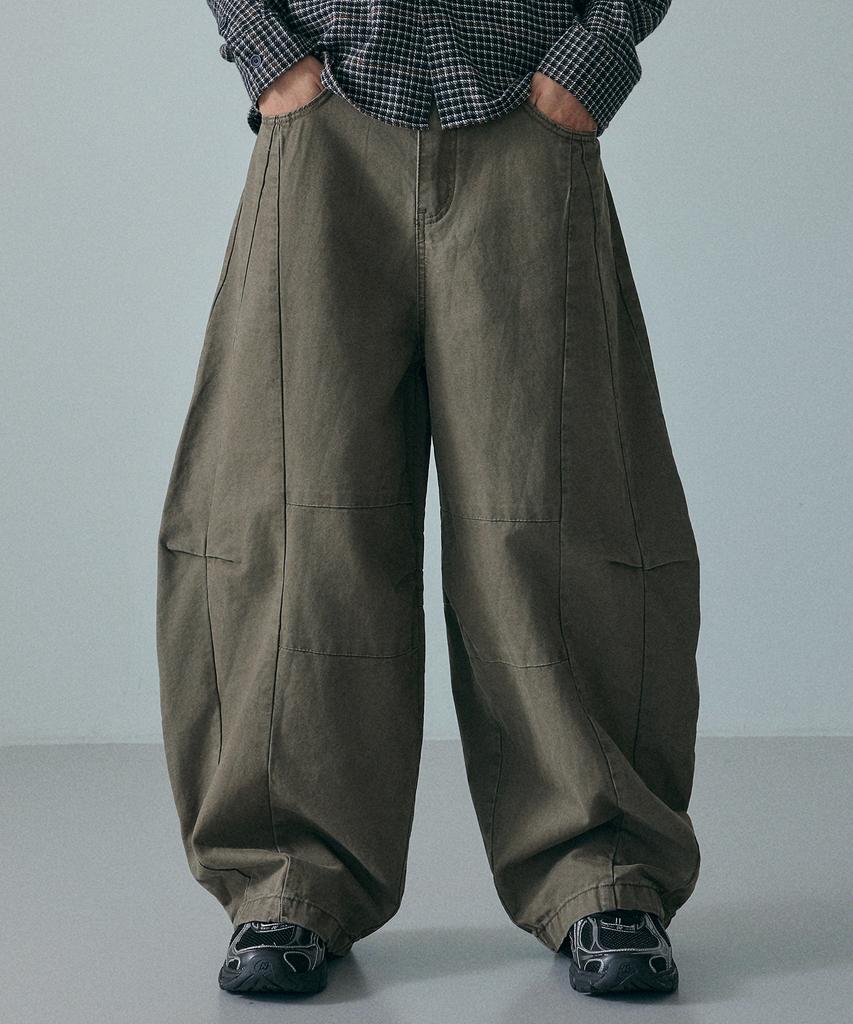 LXT Cotton Curved Washed Wide Pants [Khaki]