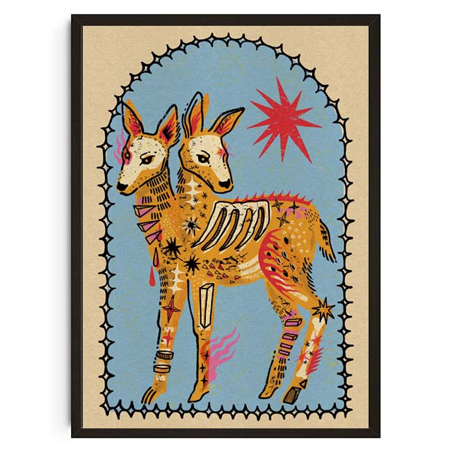 Vintage Abstract Animals Print Posters Mid Century Wall Art Canvas Painting Pictures for Living Room Bedroom Home No Fr