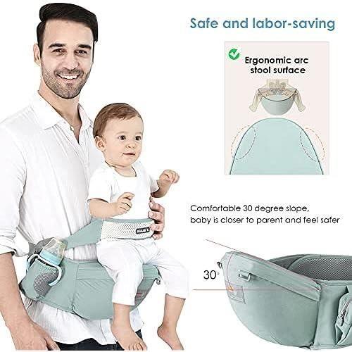 Porte-bébé Siège de Hanche SONARIN - Ergonomique - Vert - Coton - 0 mois à 3 ans - YEBD01-TMM1