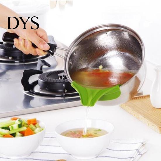 Силиконовая воронка для переливания из пекарни, кухонная воронка-лейка, с защитой от капель по краю для кастрюль, сковородок, кухонный гаджет, термостойкий, пищевой, нескользящий помощник-сито