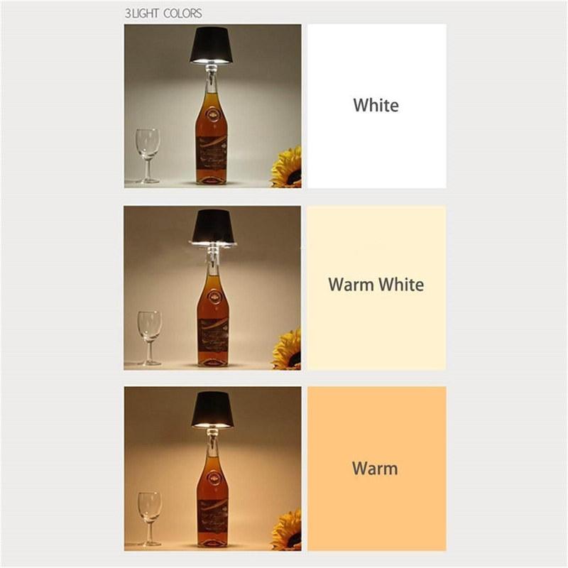 Wireless Wine Bottle Light Head Portable LED Bottle Lamp With 3 Modes Light Dimming Wine Bottle for Any Bottle GZW
