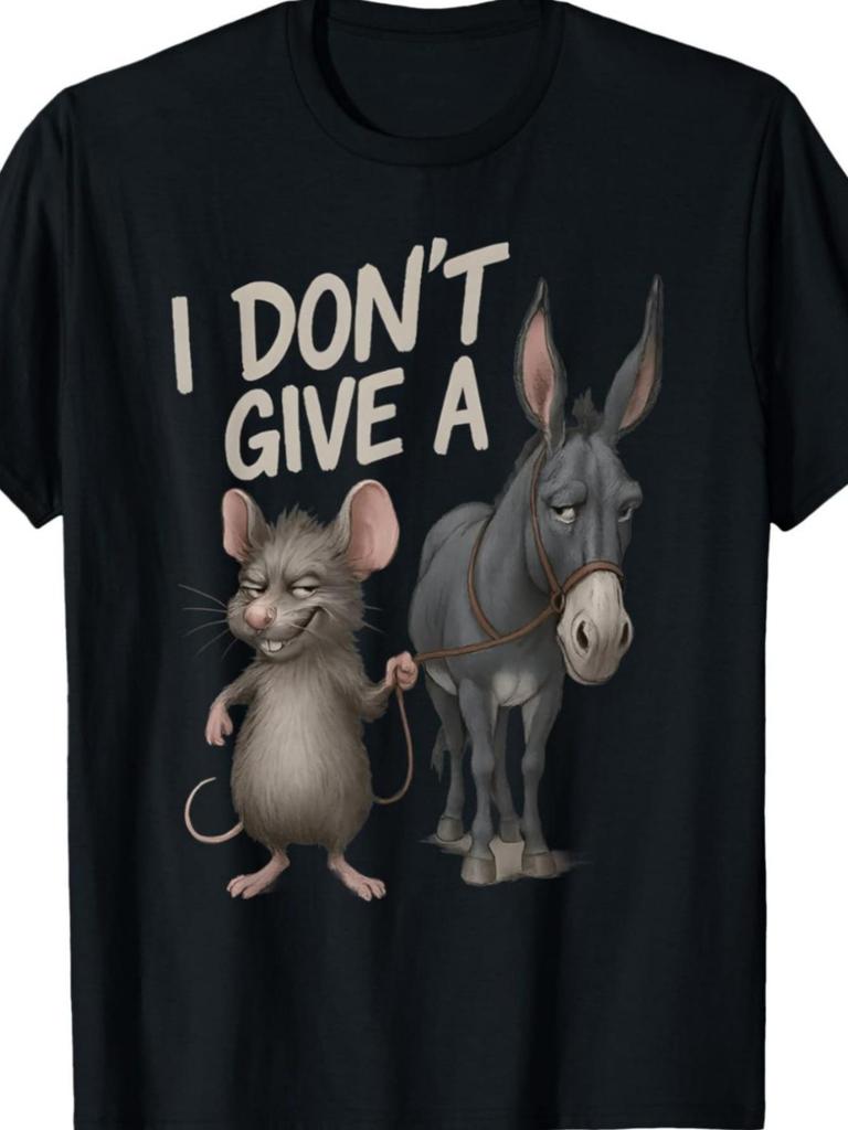 Funny Sarcastic Rat & Donkey Meme T-Shirt - I Don't Give A Suitable for &, Soft Breathable Casual Lo