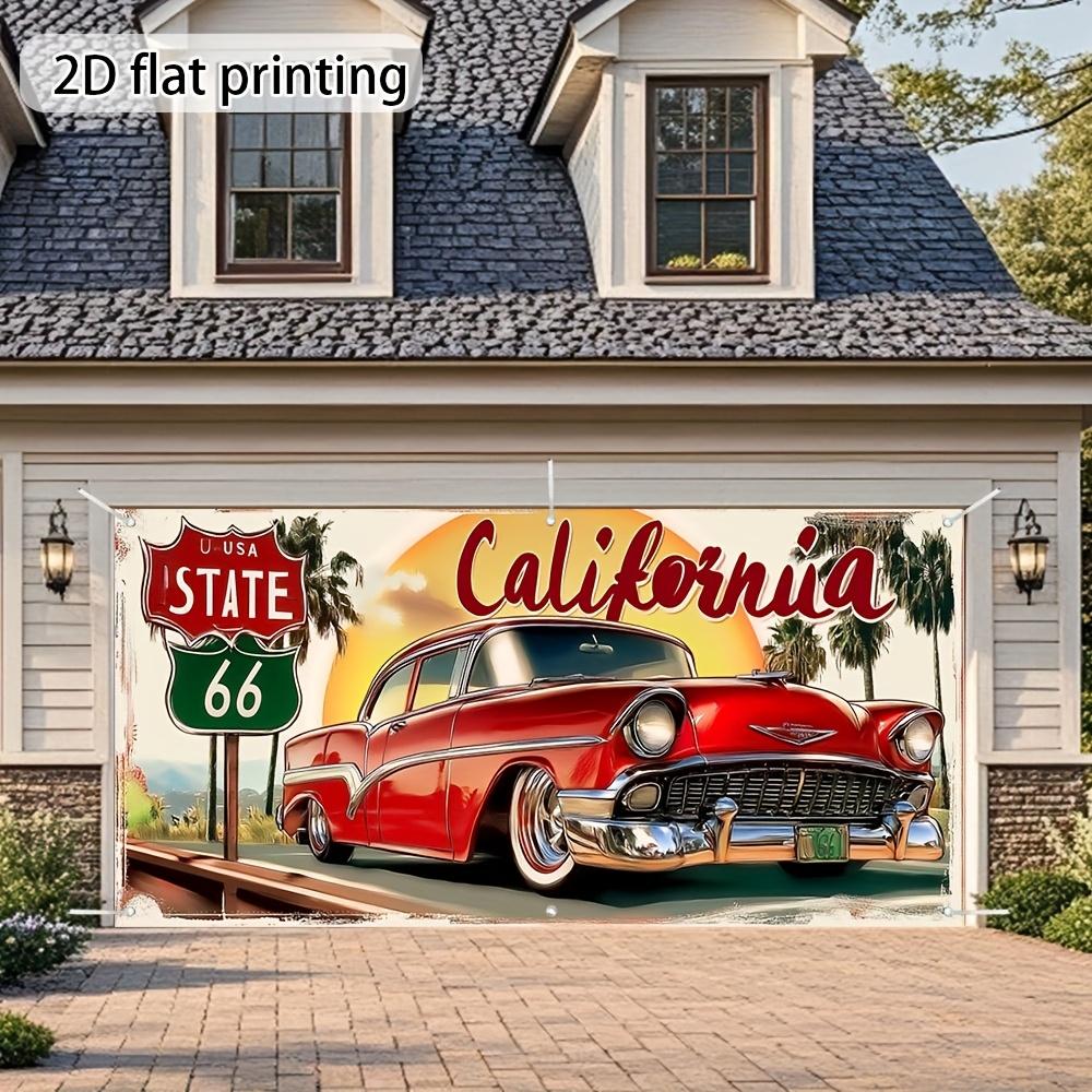 2D flat banner, 1 piece of California 66 Highway Garage Door Banner, large polyester bannerXY