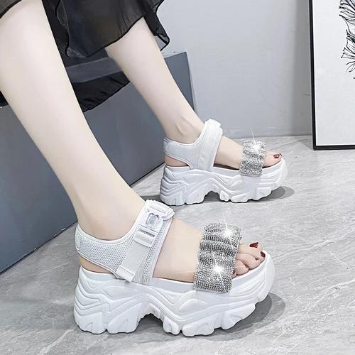Fashion Summer Women Platform Sandals Wedges Thick Bottom Casual Leather Shoes New Woman 9CM High Heels Comfortable Sandals Sneakers