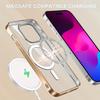 iPhone 15 Plus Case with Magnetic Circle, Shockproof Protective TPU Transparent Gold Chrome Outline