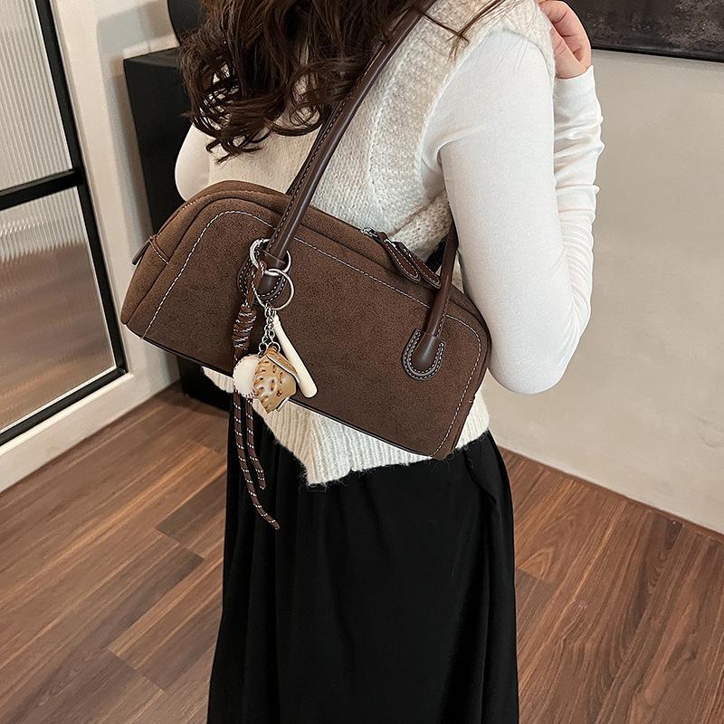 Новая замшевая сумка через плечо для женщин, многокарманная сумка под мышкой, сумка из искусственной замши однотонного цвета, сумка-саквояж на молнии для работы, покупок CLE