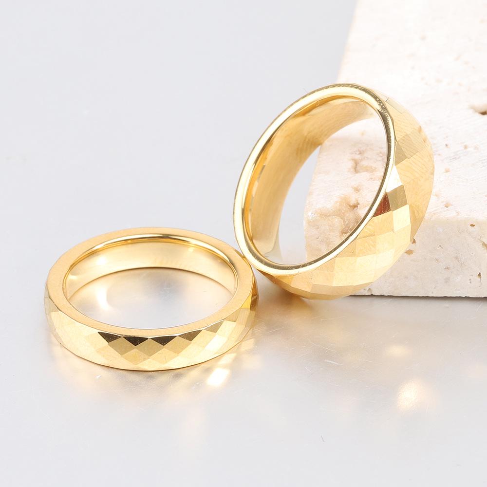 Европейско-американский Ins Новые Кольца для пары из вольфрамовой стали 4 мм 6 мм, граненые, многоугольник, ромб