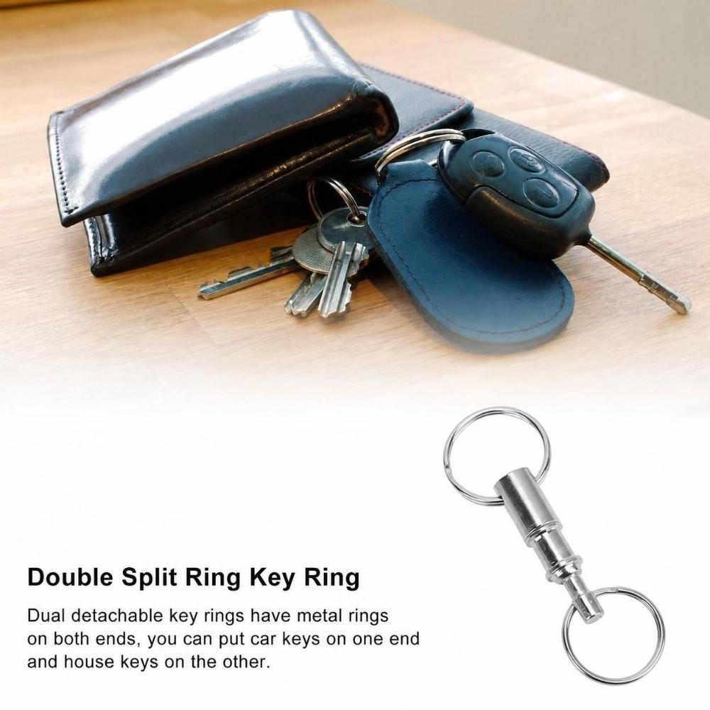10 Pack Zinc Alloy Detachable Key Ring Silver Pull-Apart Key Chain Holder Bags