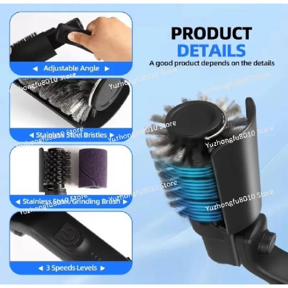 Upgraded Electric Grill Brush, Angle Adjustable Cordless Rechargeable Grill Cleaning Brush