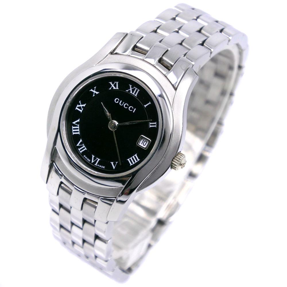 GUCCI Watches 5500L blackDial Stainless Steel Quartz Analog display Women Used