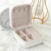 Modern Square PU Leather Jewelry Organizer Box Zippered Lid Soft Fabric Multi-Compartment Storage for Necklaces LG-Q117 Custom