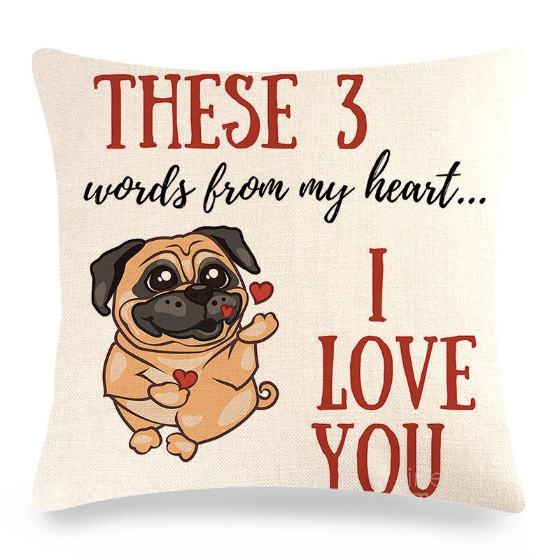 Cute Pet Pug Dog Digital Printing Short Plush Pillow Covers Decorative For Car Sofa Office Cushion Cover Home Goods 60X60Cm