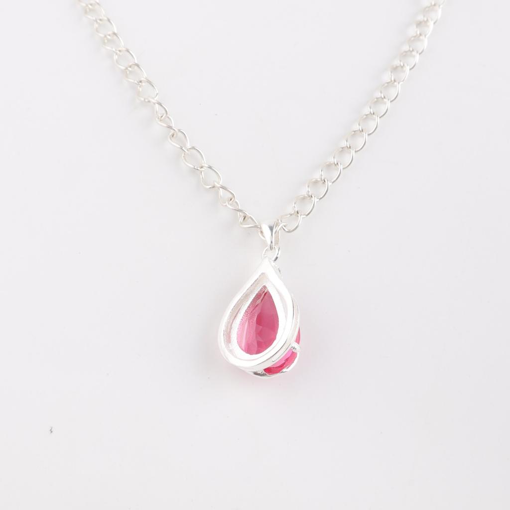 Драгоценный камень Розовый Турмалин Ювелирные изделия из стерлингового серебра 925 пробы Подвеска с цирконом для подарка CZP-7-13