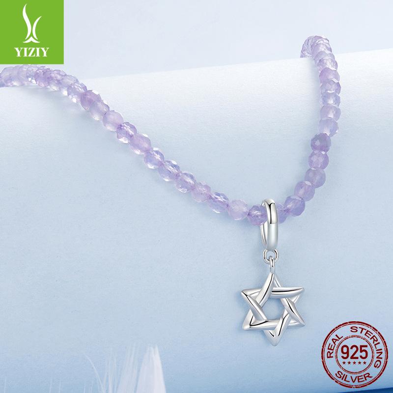 Hexagram Pendant 925 Sterling Silver Platinum Plated Simple Diy Bracelet Versatile Accessories Source Factory