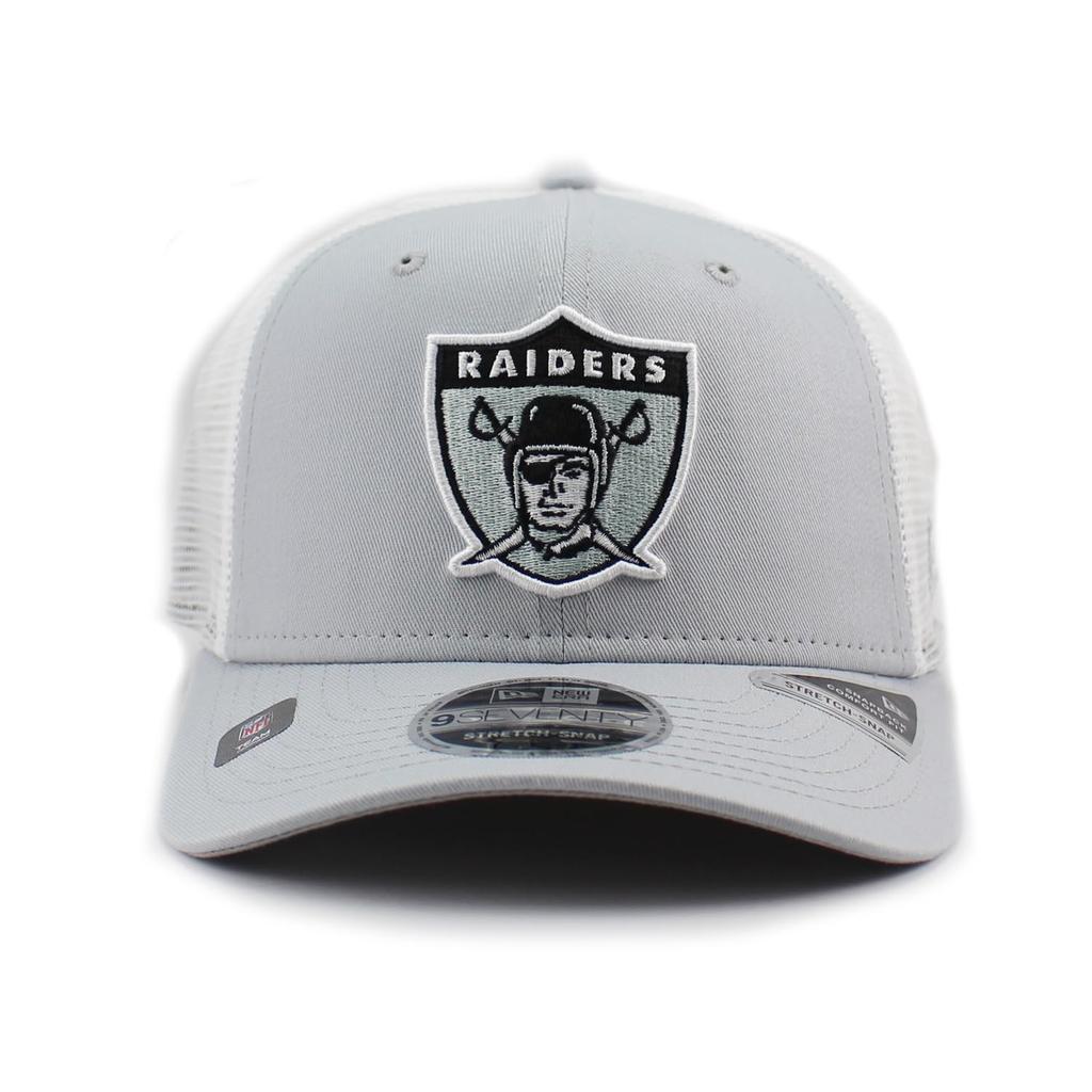 New Era 9SEVENTY Stretch Snapback Las Vegas Raiders NFL Mesh Stretch Snapback LAS VEGAS RAIDERS American Football 970 Cap, Cap, Grey, Hat, [Used]