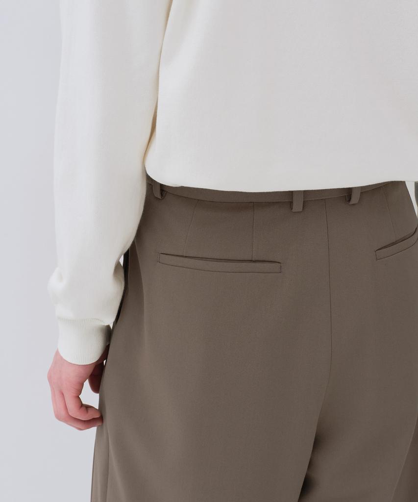 MUSINSA STANDARD Extra Wide Two-Puck Hidden Elastic Waist Slacks [Dusty Beige]