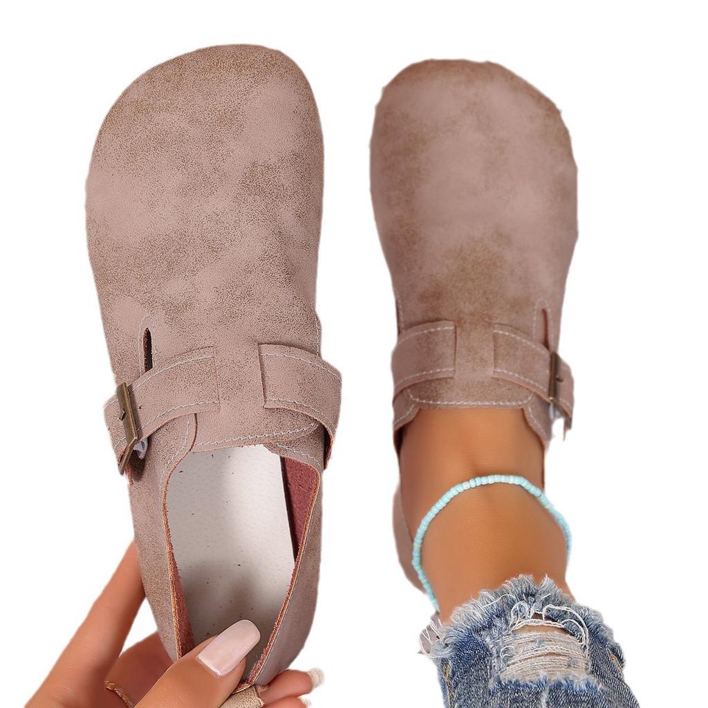 Ретро туфли-лоферы на плоской подошве с ремешком и пряжкой, женские новые ленивые лоферы на одном педале, туфли Doudou 2025