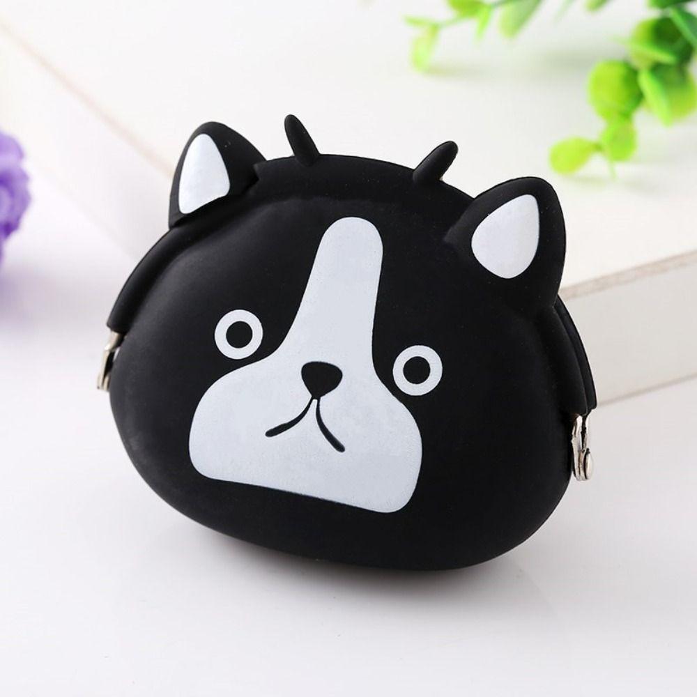 Solid Color Small Animal Wallet Mini Data Cable Storage Bag Cartoon Silicone Coin Purse Gift