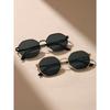 2 Pcs Metal Geometric&Round Frame Fashion Classical Sunglasses For Vacation Decors Photo Props
