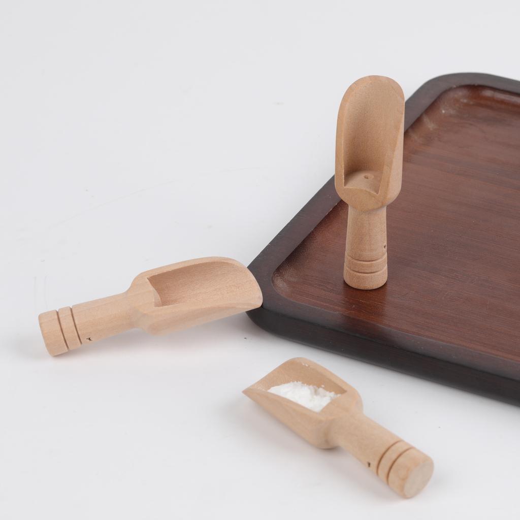 Natural Solid Wood Small Spoon Measuring Scoop for Milk Powder Bath Salt Medicine Coffee Tea Seasoning 3-Pack
