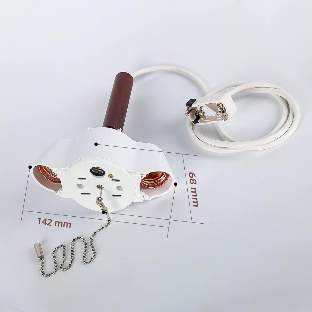 2-Light Pendant Light for Ceiling Mount, E26 Socket, 3-Stage Pull Cord Switch, Night Light Included, 60cm (Bulb Not Included)