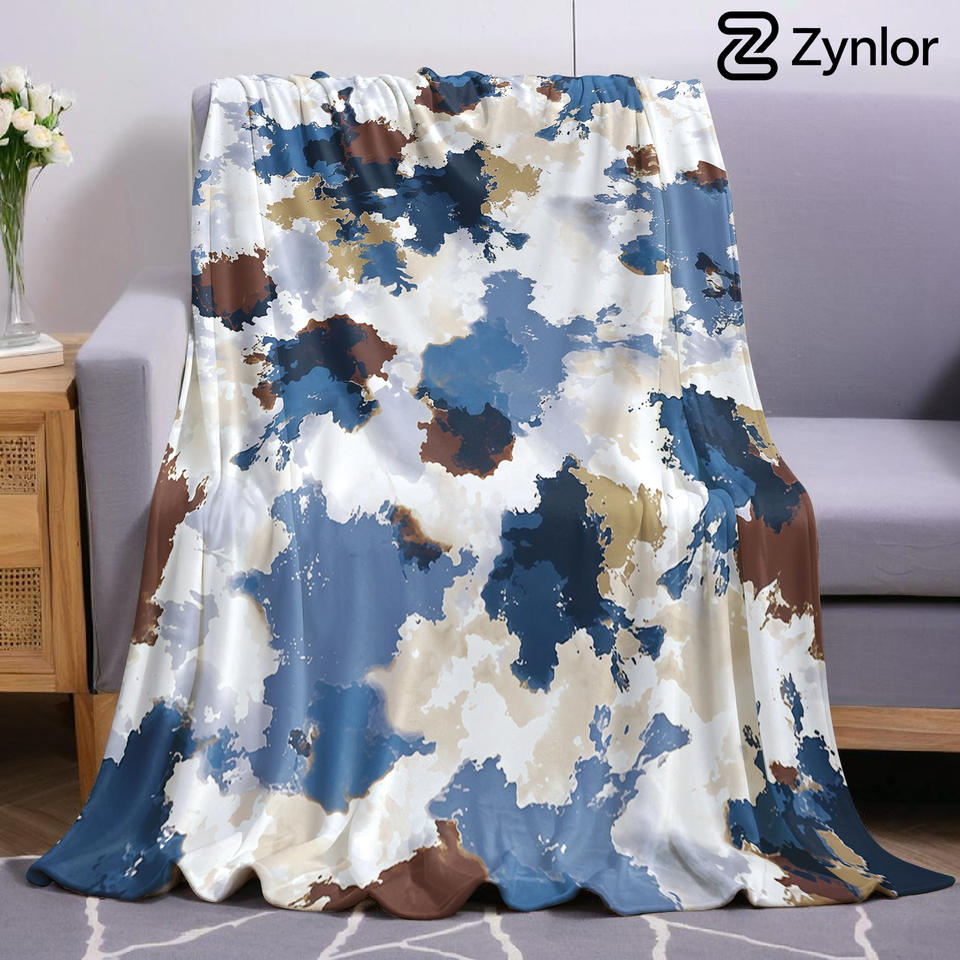 Neutral Ink Camo Cartoon Anime Print Flannel Blanket Soft Warm Throw for Kids Bedroom Sofa Bed Christmas Office Car