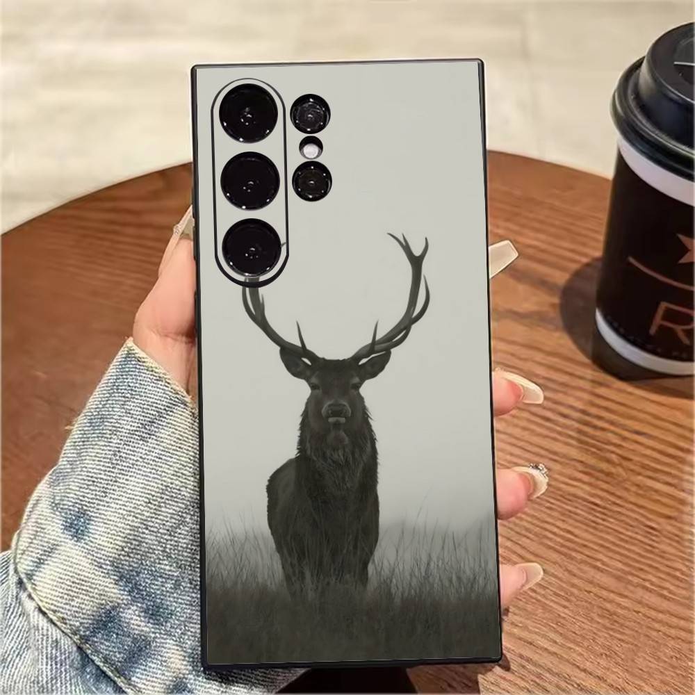 Lucky DEER Bless You Printing Phone Case For Samsung S25,S24,S21,S22,S23,S20,Ultra,S26,Plus,Fe,Note,5G Black Cover