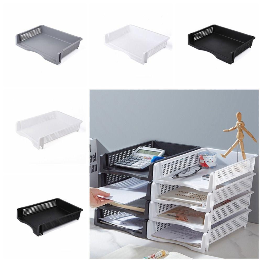 Papers Rack A4 File Storage Tray Desktop Organizer Stackable File Rack Simple Home Office Supply