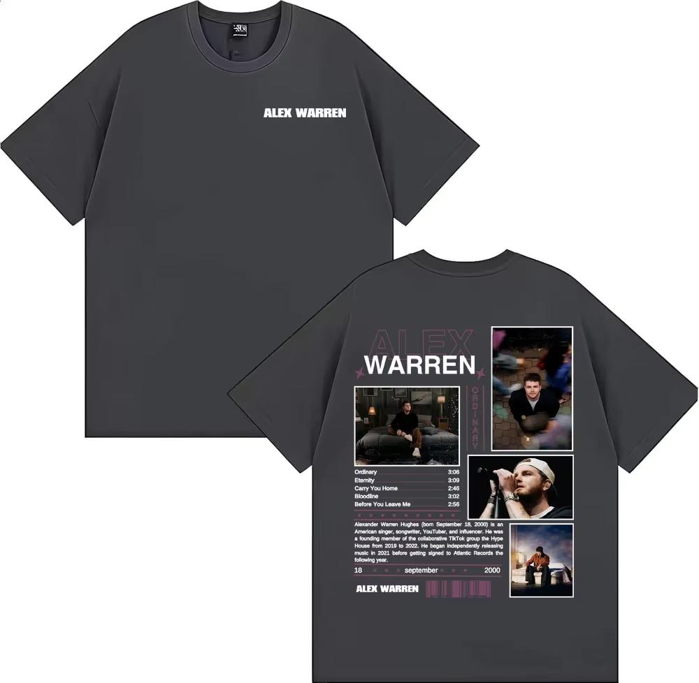 Rapper Alex Warren Ordinary Album Tour T Shirts Unisexs Clothing High Street Hip Hop Punk TShirts Casual Oversized Tees Unisex