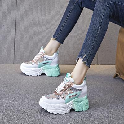 Модные Новые Женские Повседневные Кроссовки Летний Принт Модные Дышащие Сетчатые Туфли на Шнуровке для Женщин Обувь на Платформе для Ходьбы Zapatos De Mujer