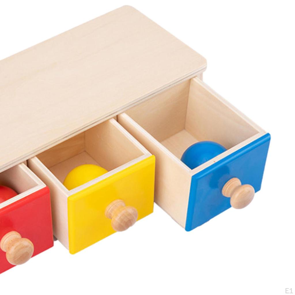 Natural Wood Object Permanence Box for Infant Development