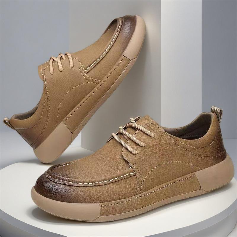 Casual leather shoes men's new winter British style retro shoes versatile lace-up soft-soled non-slip men's shoes