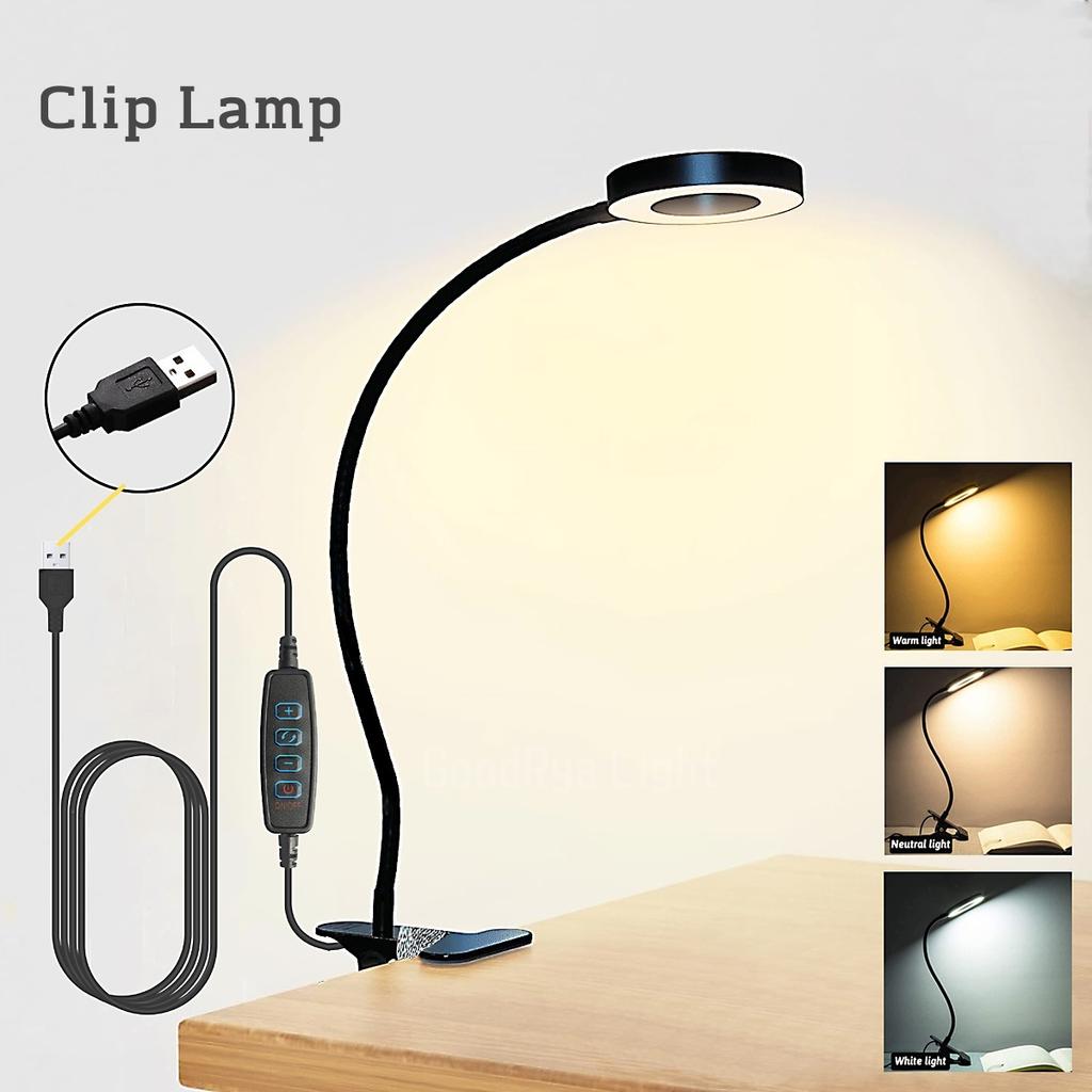 Flexible LED Vertical Lighting Desk Lamp Desktop Work Writing Lamp Bedroom Adjustable Clamping Bed Light Writing Reading Lamp