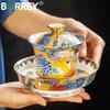 BORREY 150 мл японская чаша для чая Гайвань керамический чайник пуэр чайник кунг-фу чайный сервиз чашка для чайной церемонии чайная посуда с крышкой и блюдом в подарок