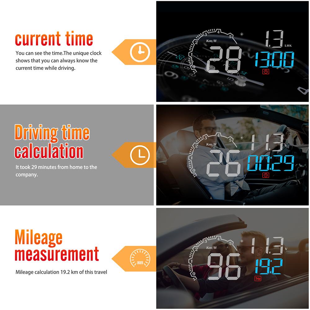OBDHUD C600 OBD2 HUD Автомобильный спидометр Проекционный дисплей Электронный цифровой прибор Сигнализация скорости Проектор MPH