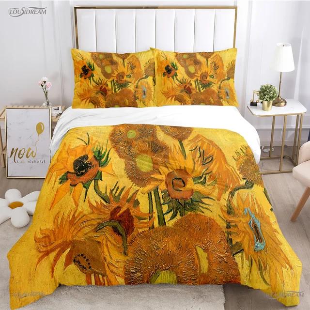 Van Gogh Art Cute Kawaii Пододеяльник Одеяло Постельное белье Мягкий пододеяльник и наволочки для подростков Односпальная/Двуспальная/Queen/King