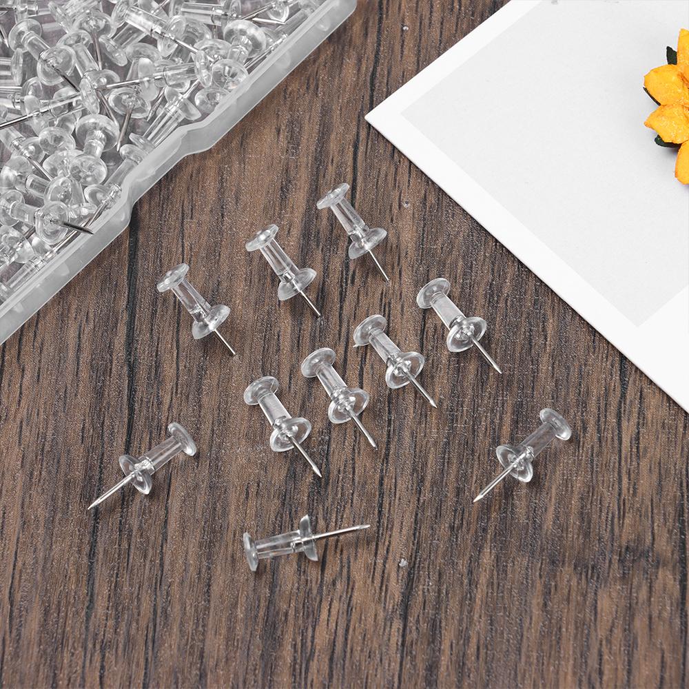 Высококачественные кнопки для большого пальца, пластиковые канцелярские принадлежности, канцелярские кнопки, канцелярские кнопки, прозрачные канцелярские кнопки