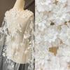5Pcs/Lot White Handmade Beaded Flowers Patch Applique Wedding Dress DIY Decoration