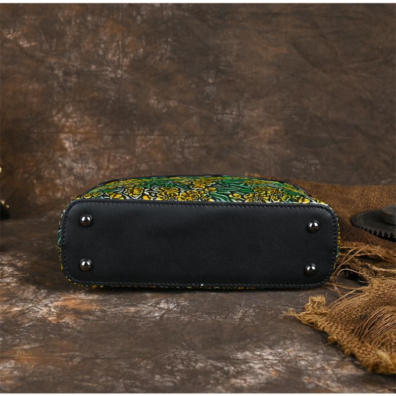 Женская сумка из натуральной кожи с тиснением в стиле ретро, ​​универсальные сумки из воловьей кожи с ручной росписью на плечо и через плечо