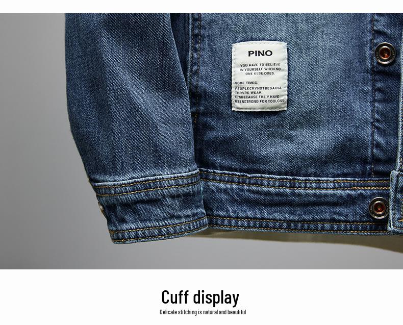 Мужская модная синяя джинсовая куртка - Простой осенне-зимний дизайн