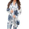 Женская модная повседневная куртка-кардиган средней длины с цветочным принтом, пальто